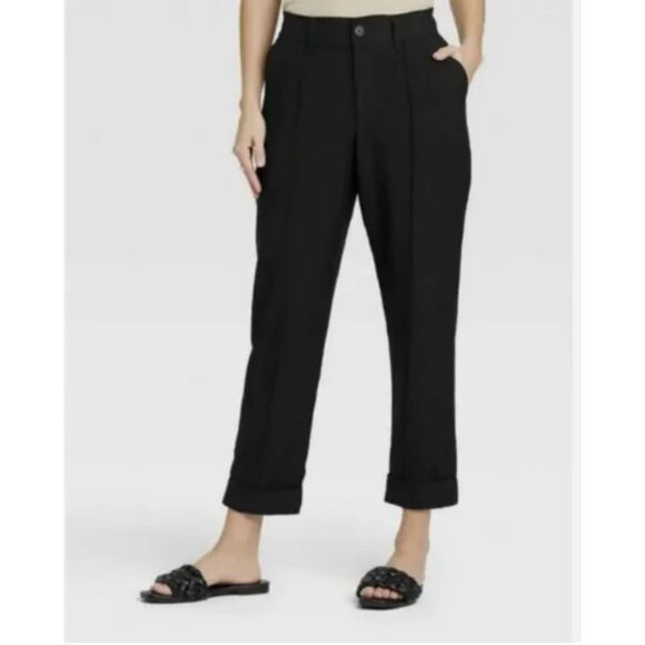296 A New Day Black Tailored Pants • Cuffed Ankle Trousers  Workwear Dress Pants - Picture 1 of 3